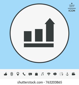 Growing Bars Graphic With Rising Arrow. Icon