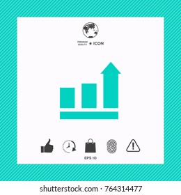 Growing bars graphic with rising arrow. Icon
