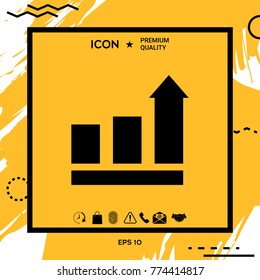 Growing bars graphic with rising arrow. Icon