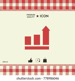 Growing bars graphic with rising arrow. Icon