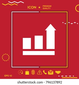 Growing bars graphic with rising arrow. Icon
