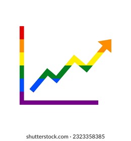 Growing bars graphic sign. Rainbow gay LGBT rights colored Icon at white Background. Illustration.