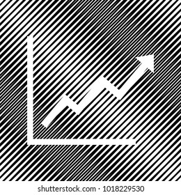 Growing bars graphic sign. Vector. Icon. Hole in moire background.
