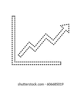 Growing bars graphic sign. Vector. Black dashed icon on white background. Isolated.