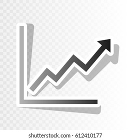Growing bars graphic sign. Vector. Blackish icon on transparent background with transition.