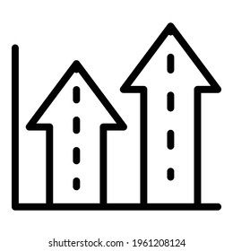 Growing bitcoin icon. Outline Growing bitcoin vector icon for web design isolated on white background