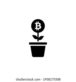 Growing Bitcoin icon in vector. Logotype