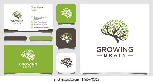 Growing Brain Logo Combination Brain Logo With Tree Logo. Business Card Design