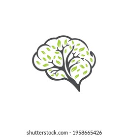 Growing brain logo combination brain logo with tree logo