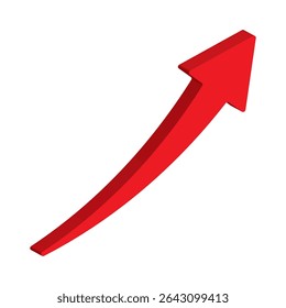 Growing business 3d arrow up on white background. Profit 3d red arrow, Vector.Business concept, growing chart. Concept of sales symbol icon with arrow moving up. Economic Arrow With Growing Trend.