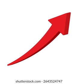 Growing business 3d arrow up on white background. Profit 3d red arrow, Vector.Business concept, growing chart. Concept of sales symbol icon with arrow moving up. Economic Arrow With Growing Trend.