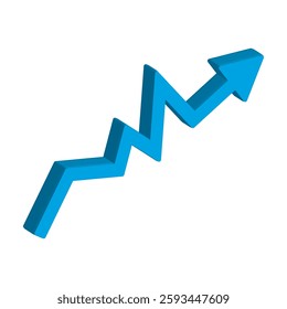 Growing business 3d blue arrow on white. Profit arow Vector illustration.Business concept, growing chart. Concept of sales symbol icon with arrow moving up. Economic blue Arrow With Growing Trend.