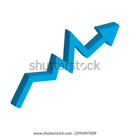 Growing business 3d blue arrow on white. Profit arow Vector illustration.Business concept, growing chart. Concept of sales symbol icon with arrow moving up. Economic blue Arrow With Growing Trend.