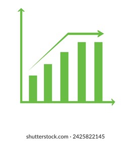 Growing business 3d green arrow with bar chart Profit arow Vector illustration. Business concept growing chart. Concept of sales symbol icon with arrow moving up. Economic Arrow With Growing Trend 2 4