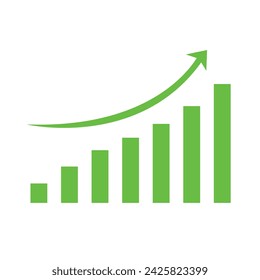 Growing business 3d green arrow with bar chart Profit arow Vector illustration. Business concept growing chart. Concept of sales symbol icon with arrow moving up. Economic Arrow With Growing Trend 2 1