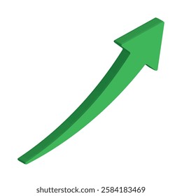 Growing business 3d green arrow on white. Profit arow Vector illustration.Business concept, growing chart. Concept of sales symbol icon with arrow moving up. Economic Arrow With Growing Trend.