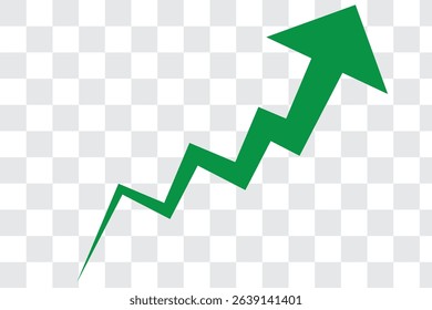Growing business 3d green arrow on white. Profit arow Vector illustration.Business concept, growing chart. Concept of sales symbol icon with arrow moving up. Economic Arrow With Growing Trend.