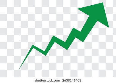 Growing business 3d green arrow on white. Profit arow Vector illustration.Business concept, growing chart. Concept of sales symbol icon with arrow moving up. Economic Arrow With Growing Trend.