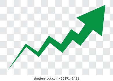 Growing business 3d green arrow on white. Profit arow Vector illustration.Business concept, growing chart. Concept of sales symbol icon with arrow moving up. Economic Arrow With Growing Trend.