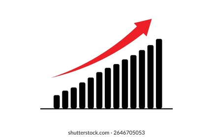 Growing business 3d green arrow on white. Profit arow Vector illustration. Business concept, growing chart. Concept of sales symbol icon with arrow moving up. Economic Arrow With Growing Trend. EPS 10