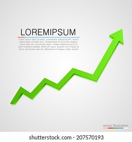 Growing business arrow on white background. Profit green arrow, Vector illustration
