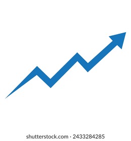 Growing business arrow on white, Profit arrow, Vector illustration. Business concept, growing chart. Concept of sales symbol icon with arrow moving up. Economic Arrow With Growing Trend.