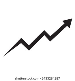 Growing business arrow on white, Profit arrow, Vector illustration. Business concept, growing chart. Concept of sales symbol icon with arrow moving up. Economic Arrow With Growing Trend.