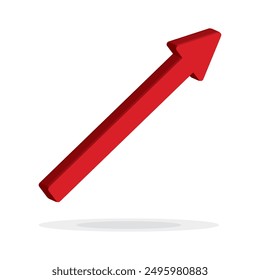 Wachsender Geschäftspfeil auf weißem Hintergrund. Profit 3D roten Pfeil, Vektor.Business-Konzept, wachsende Chart. Konzept des Verkaufssymbols Symbol mit Pfeil nach oben. Wirtschaftspfeil mit wachsender Tendenz.