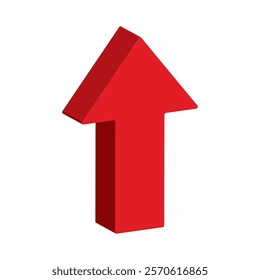 Growing business arrow up on white background. Profit 3D red arrow, Vector.Business concept, growing chart. Concept of sales symbol icon with arrow moving up. Economic Arrow With Growing Trend.