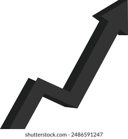 Wachsender Geschäftsbereich Schwarzer Pfeil auf Weiß, Profit Schwarzer Pfeil, Vektorillustration.Geschäftskonzept, Wachstumsdiagramm. Konzept des Verkaufssymbolsymbols mit Pfeil nach oben. Wirtschaftspfeil mit steigendem Trend.