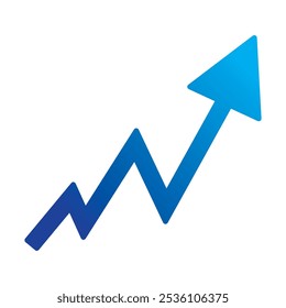 Growing business blue arrow chart bar. Profit arow Vector illustration. Business concept, growing chart. Concept of sales symbol icon with arrow moving up. Economic Arrow With Growing Trend.