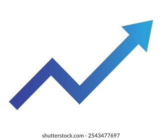 Growing business blue arrow chart bar. Profit arow Vector illustration. Business concept, growing chart. Concept of sales symbol icon with arrow moving up. Economic Arrow With Growing Trend.