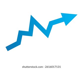 Growing business blue arrow chart bar. Profit arow Vector illustration. Business concept, growing chart. Concept of sales symbol icon with arrow moving up. Economic Arrow With Growing Trend.