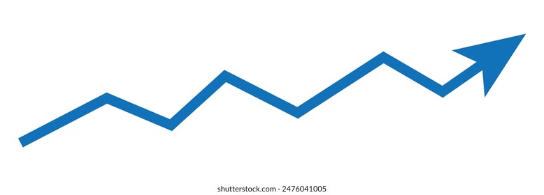 Growing business, blue arrow on white, Profit arrow, Vector illustration. Business concept, growing chart. Concept of sales symbol icon with arrow moving up. EPS file 198.