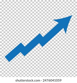 Wachsende Unternehmen, blauer Pfeil auf weiß, Profit Pfeil, Vektorillustration. Geschäftskonzept, Wachstumsdiagramm. Konzept des Verkaufssymbolsymbols mit Pfeil nach oben. EPS-Datei 189.