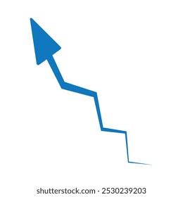 Growing business, blue arrow on white, Profit arrow, Vector illustration. Business concept, growing chart. Concept of sales symbol icon with arrow moving up. Growing Up blue arrow icon. Eps 10.