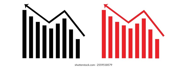 Growing business Color arrow with bar chart, Profit arrow Vector Illustration . Business concept, growing chart. Concept of sales symbol icon with arrow moving up. Economic Arrow With Growing Trend.