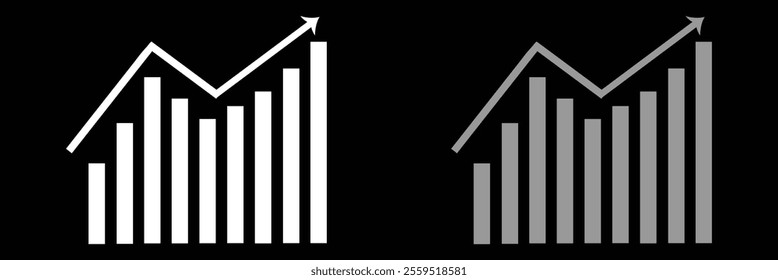 Growing business Color arrow with bar chart, Profit arrow Vector Illustration . Business concept, growing chart. Concept of sales symbol icon with arrow moving up. Economic Arrow With Growing Trend.