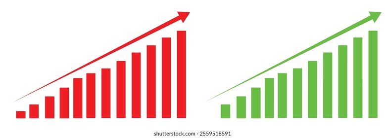 Growing business Color arrow with bar chart, Profit arrow Vector Illustration . Business concept, growing chart. Concept of sales symbol icon with arrow moving up. Economic Arrow With Growing Trend.