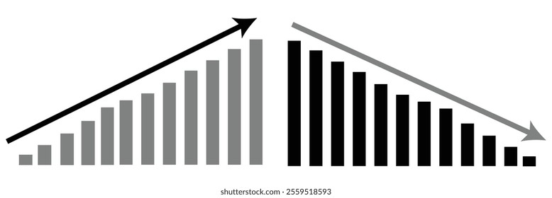 Growing business Color arrow with bar chart, Profit arrow Vector Illustration . Business concept, growing chart. Concept of sales symbol icon with arrow moving up. Economic Arrow With Growing Trend.