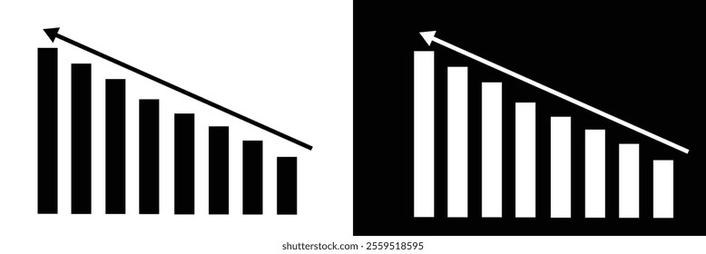 Growing business Color arrow with bar chart, Profit arrow Vector Illustration . Business concept, growing chart. Concept of sales symbol icon with arrow moving up. Economic Arrow With Growing Trend.