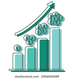 Growing business graph Finance icon Vector illustration
