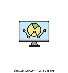 Growing business graph. Flat icons. Vector
