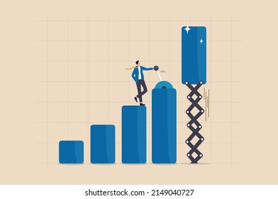 Growing business graph, increase sale or investment growth, profit rising up or revenue growing, development or improvement concept, smart businessman control switch to move or growing profit graph.