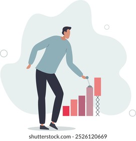 Growing business graph, increase sale or investment growth, profit rising up or revenue growing,flat design with people.