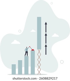 Growing business graph, increase sale or investment growth, profit rising up or revenue growing, development or improvement concept.flat character life .