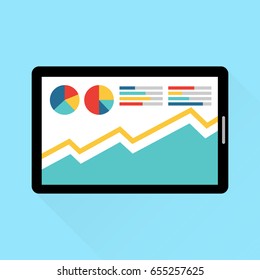 growing business graph inside tablet icon vector flat design 