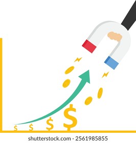 Growing business graph with magnet
