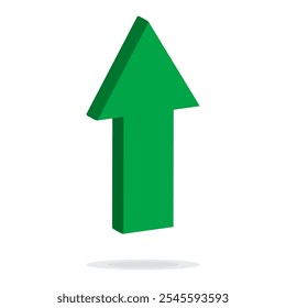 Growing business green 3d arrow going up. Profit arow Vector illustration. Business concept, growing chart. Concept of sales symbol icon with arrow moving up. Economic green Arrow With Growing Trend.