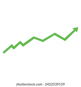 Growing business green arrow with bar chart, Profit arow. Business concept, growing chart. Concept of sales symbol icon with arrow moving up. Vector illustration. Eps file 147.